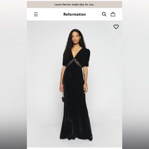Reformation black malaga velvet dress